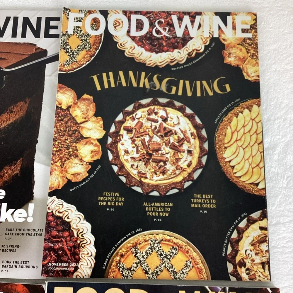 Bon Appetit Food & Wine Magazine Lot of 8 Issues Holidays Thanksgiving Dessert